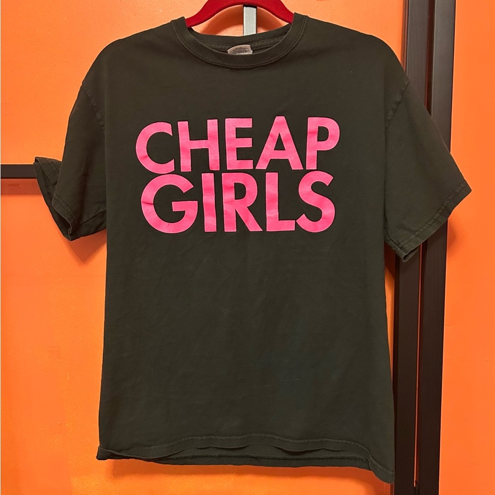 “💚💚5/$25💚💚 Cheap Girls” Graphic Tee | Dark  Tee with Pink Lettering Shirt